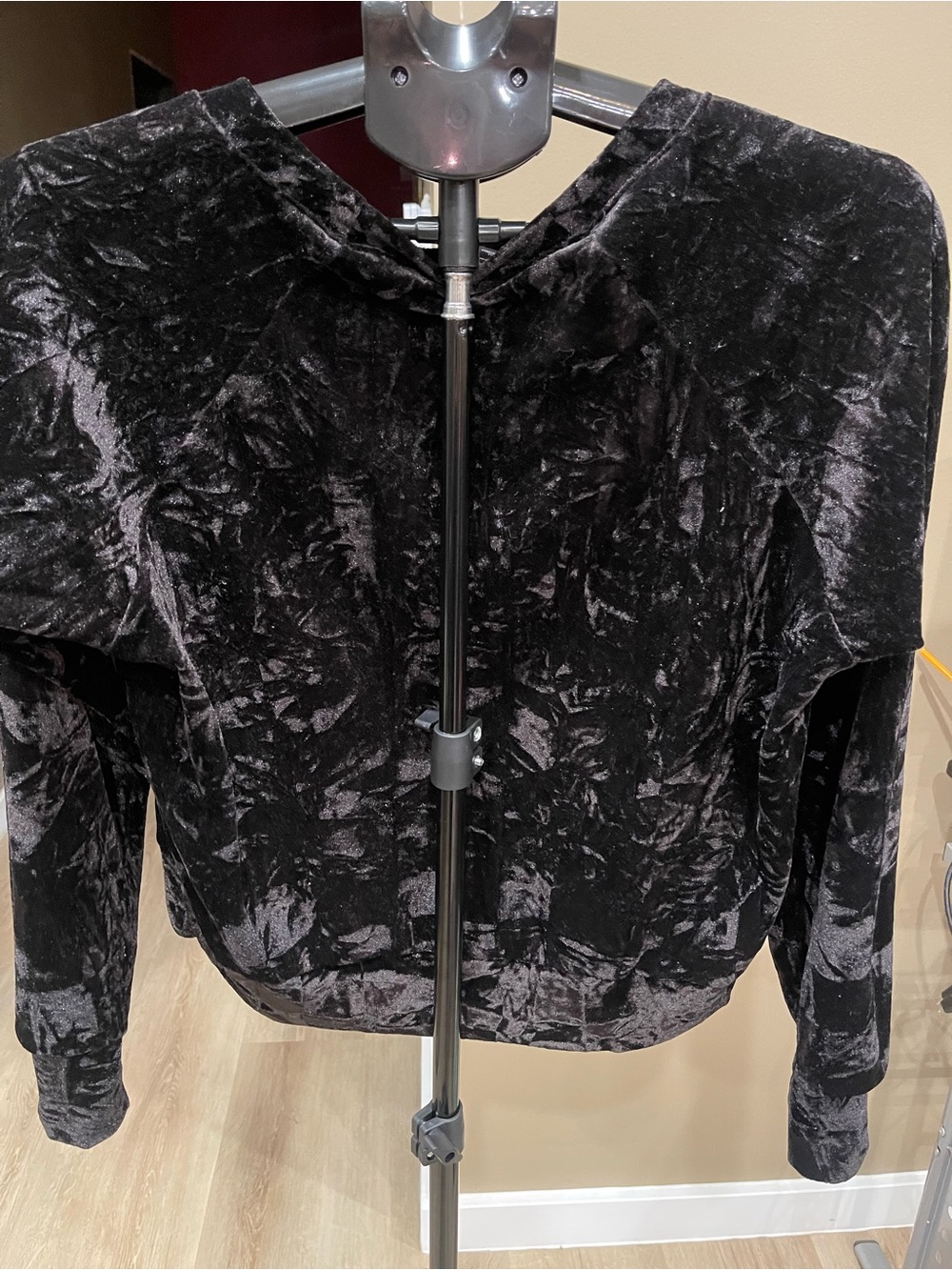 free press Black Crushed Velvet Teddy Jacket